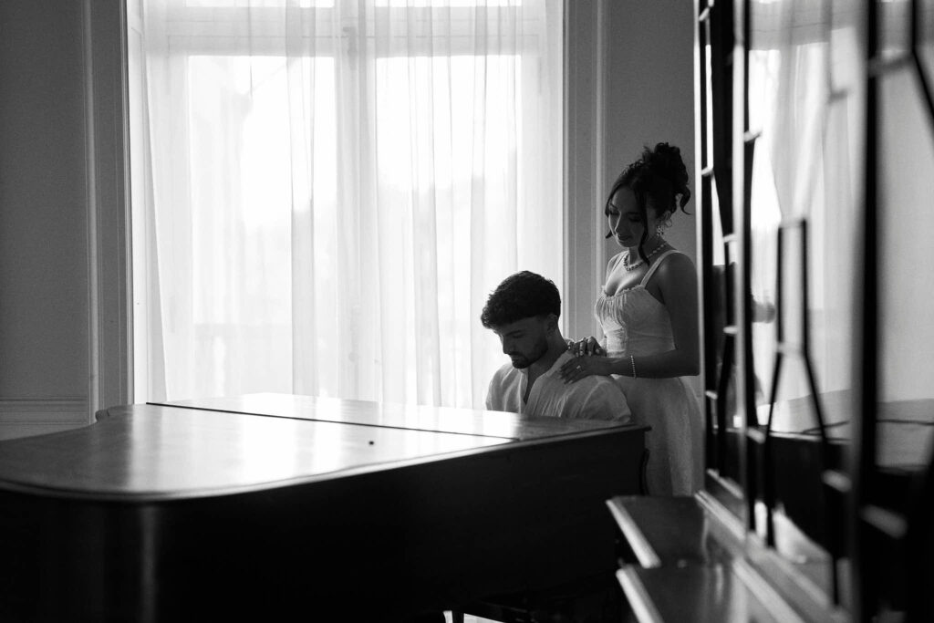 Piano room at Aldrich Mansion in Warwick