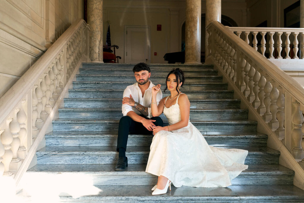 Engagement photos at Aldrich Mansion in Rhode Island