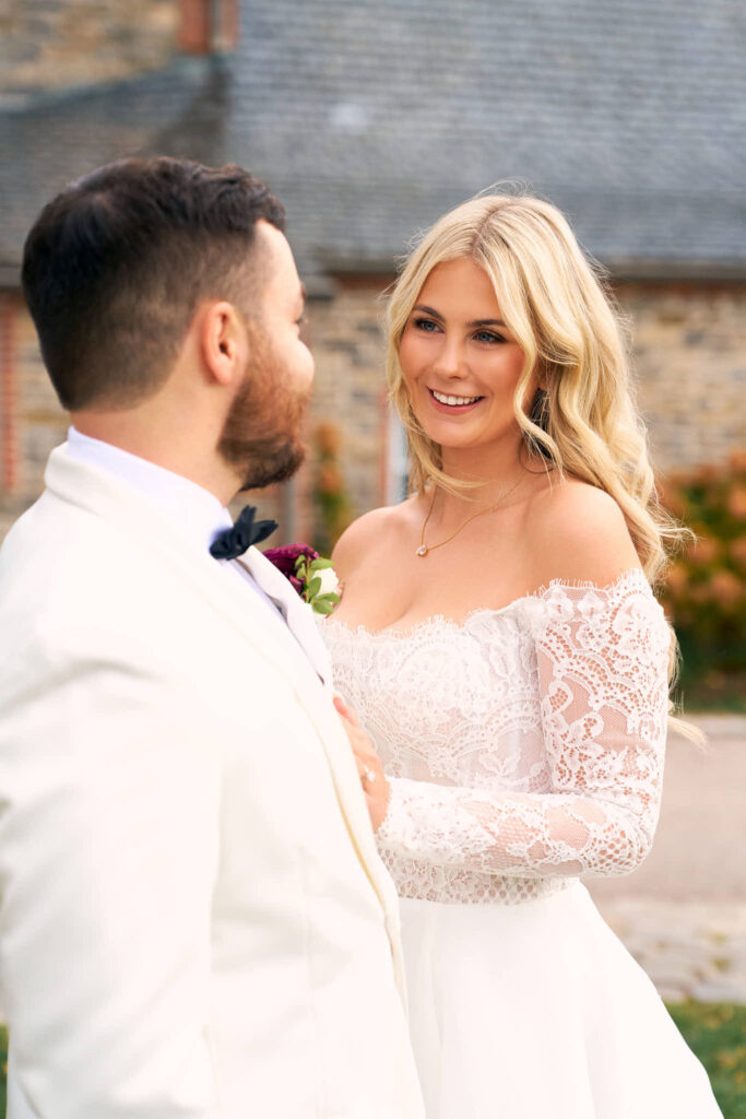 Bride and groom captured by a South Kingstown wedding photographer