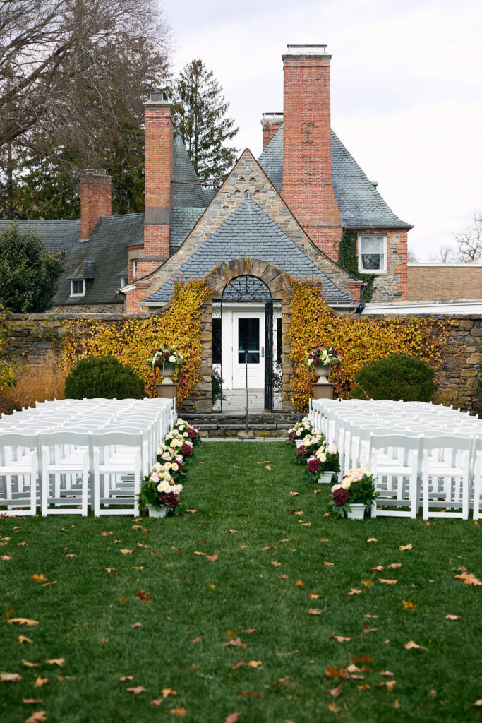 Outdoor wedding ceremony at Shepherd's Run in South Kingstown