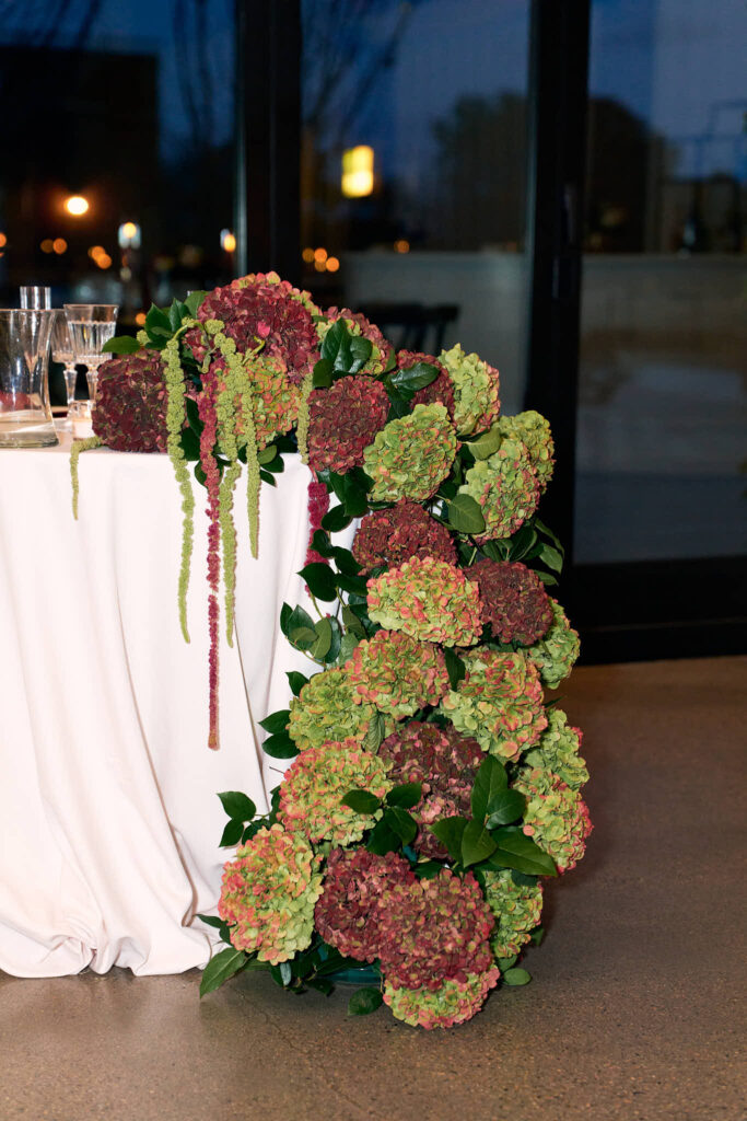 Wedding reception florals and design at Shepherd's Run