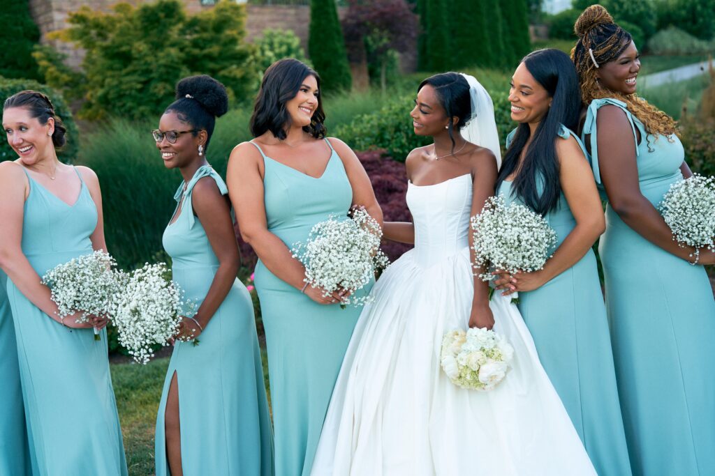 Bridal party at waterfront wedding in Westbrook, Connecticut