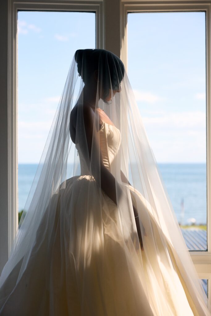 Bridal portrait at waterfront wedding in Westbrook, Connecticut