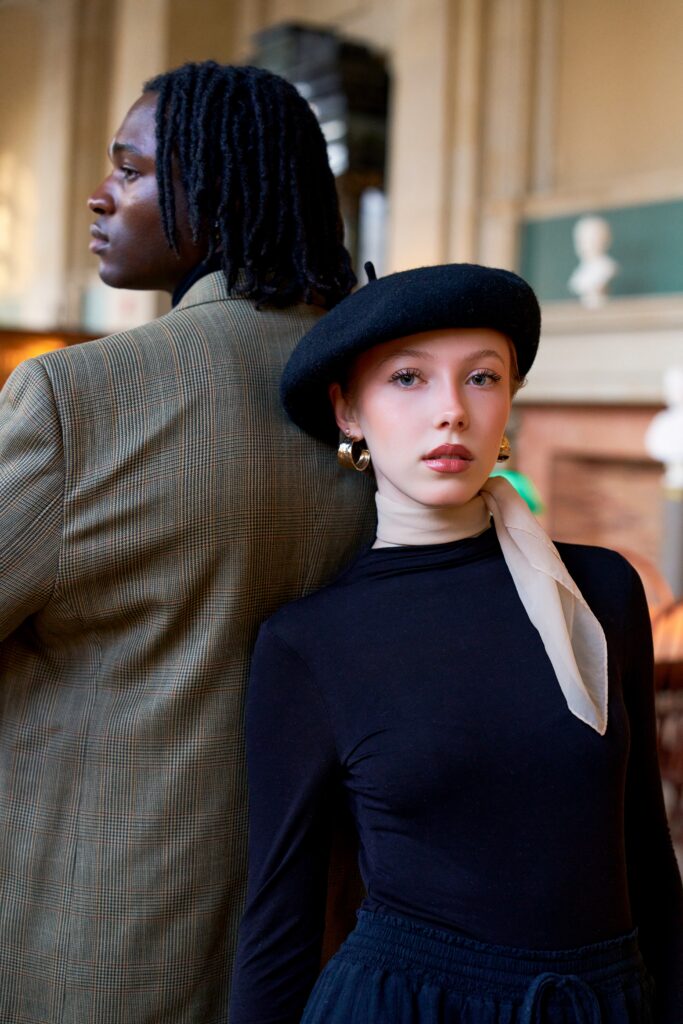 Close up of couple at Boston Public Library engagement session