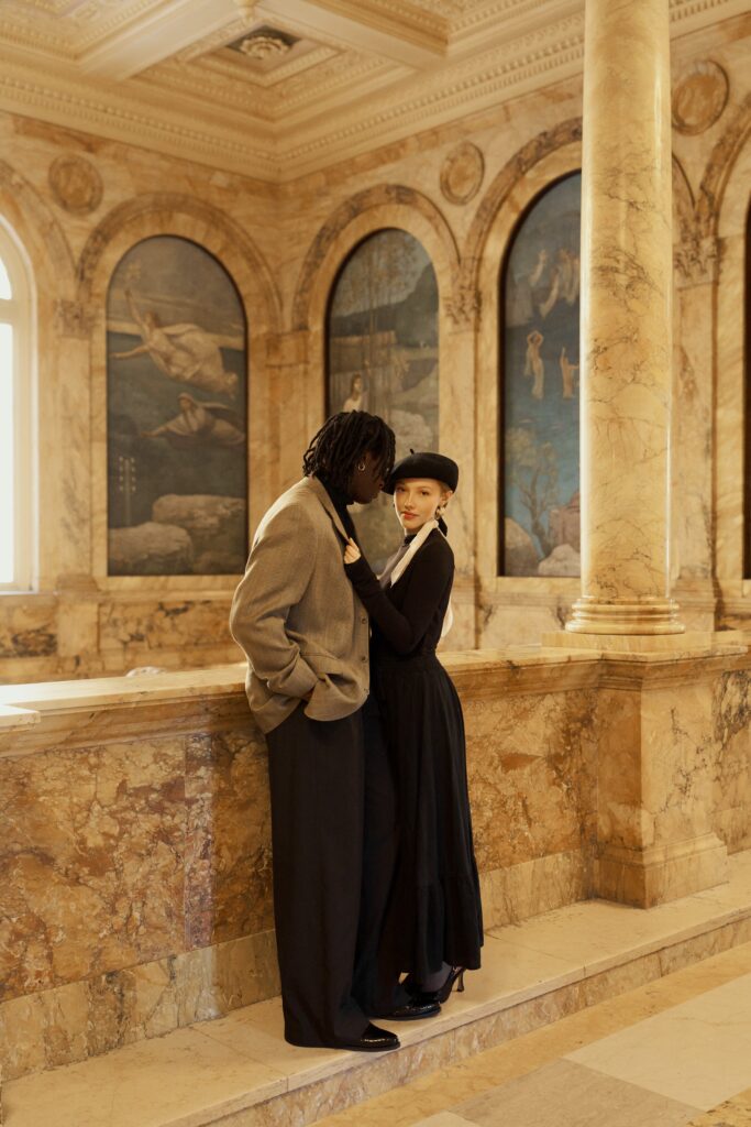 Indoor engagement photos at Boston Public Library