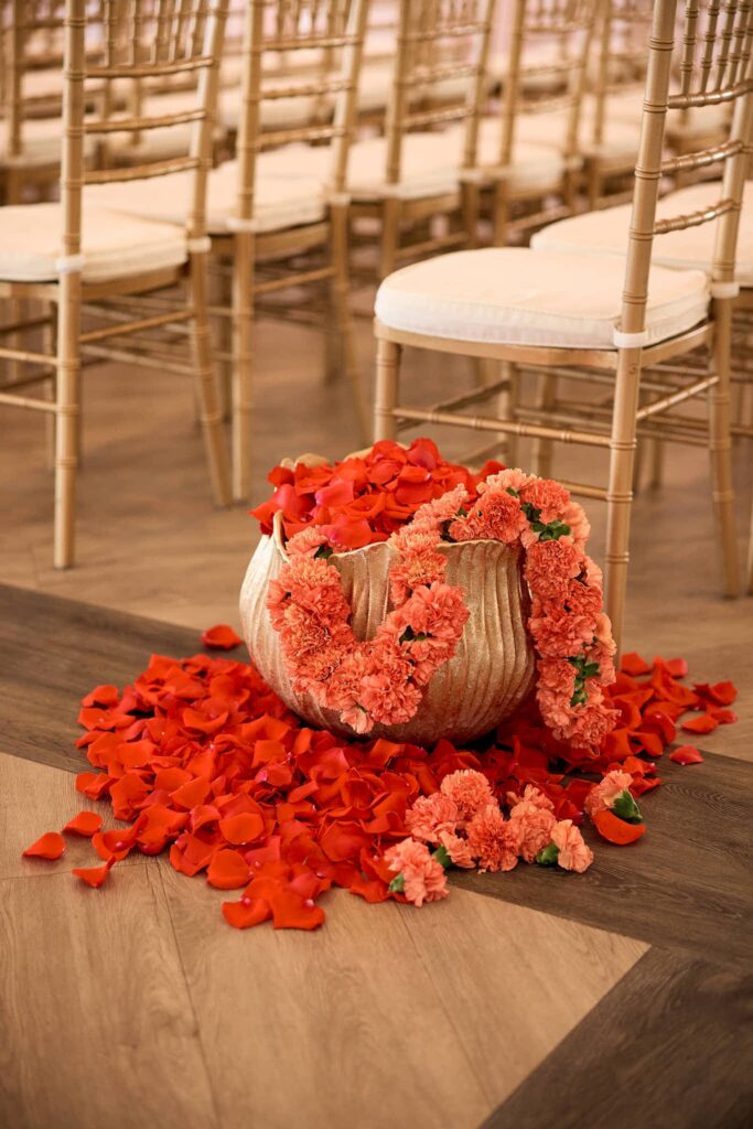 Indoor wedding ceremony decor at Newport wedding in Rhode Island