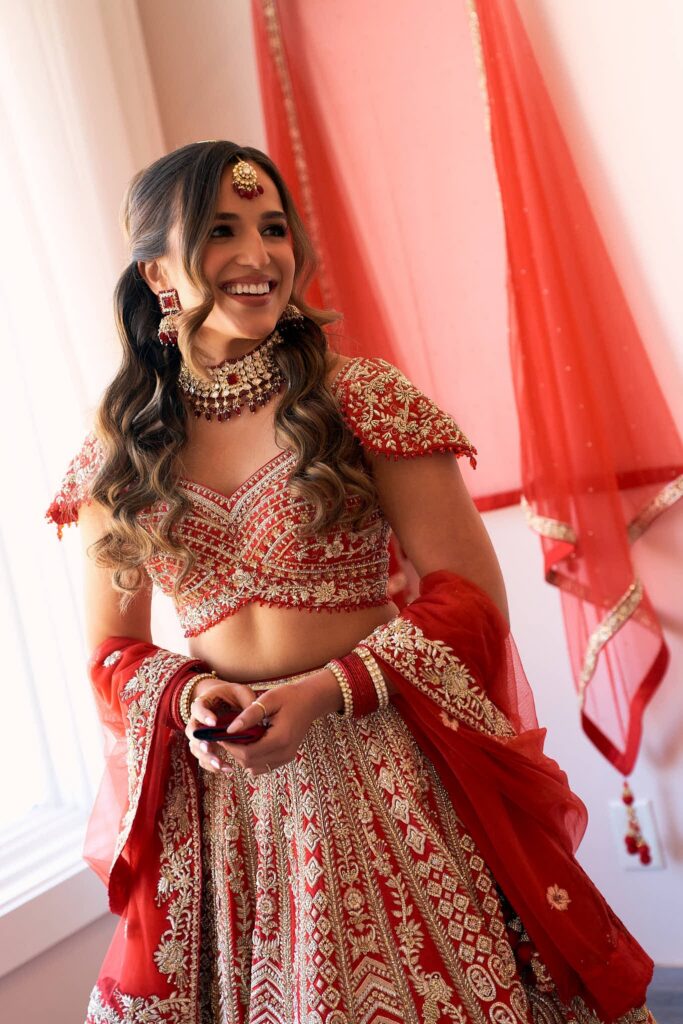 Hindu bride on her wedding day at Newport Beach House