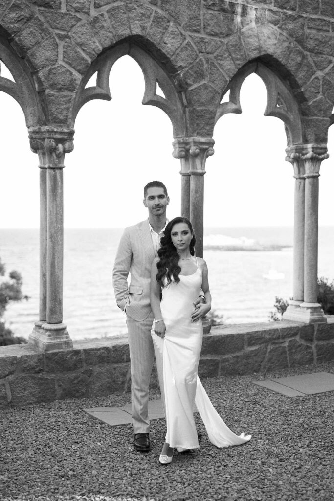 Engagement session at Hammond Castle in Gloucester, MA