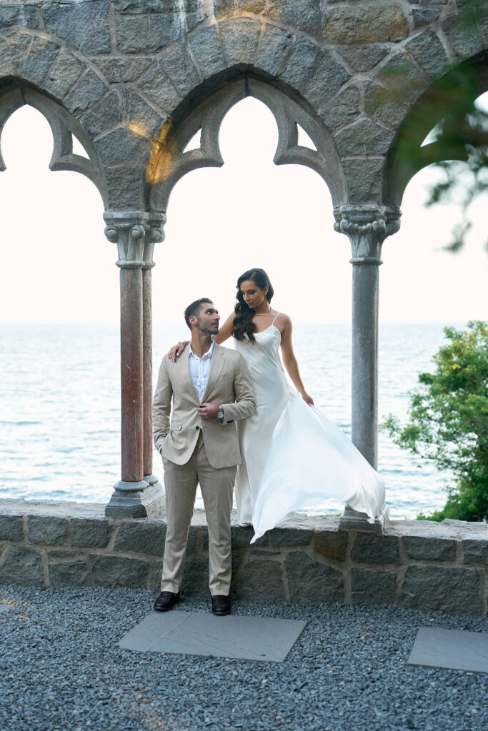 Romantic engagement session at New England's Hammond Castle