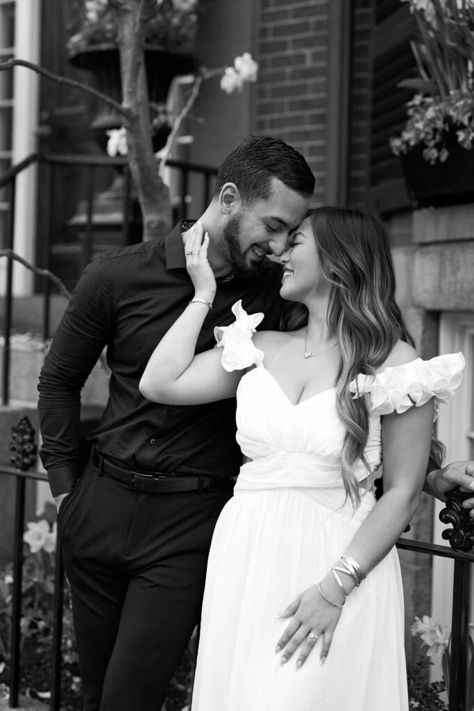 Boston engagement session on Acorn Street in New England