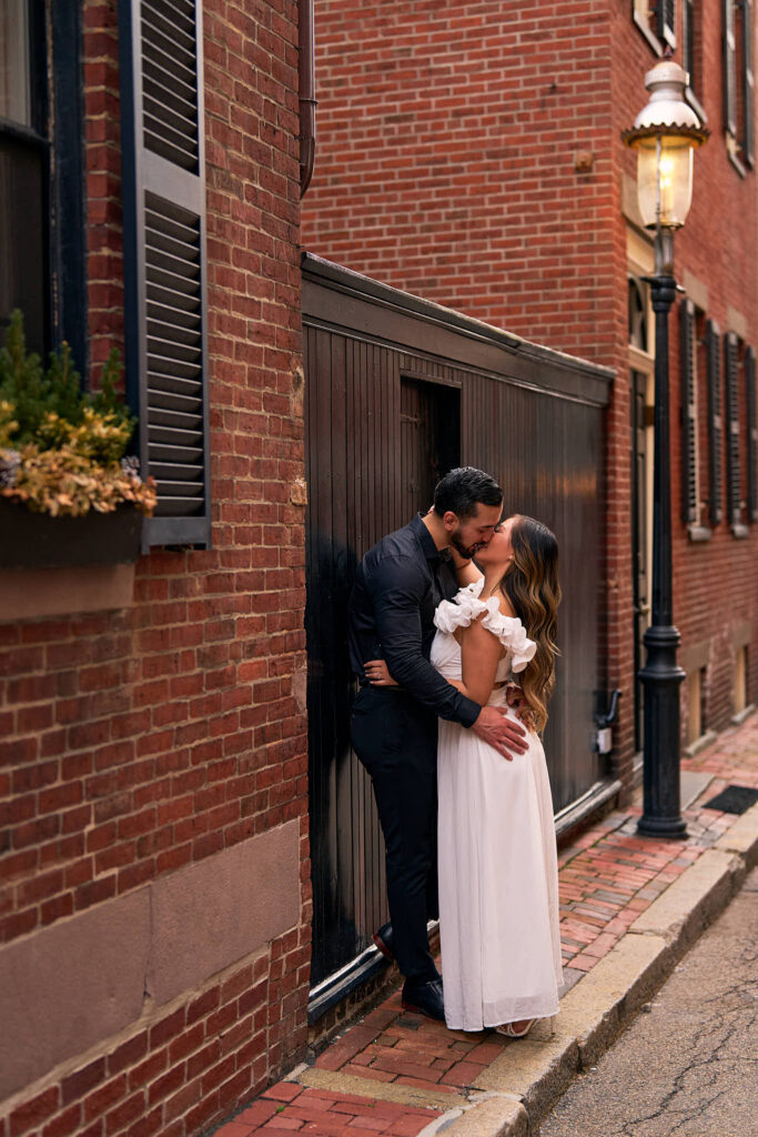Acorn Street, Boston engagement session in Beacon Hill