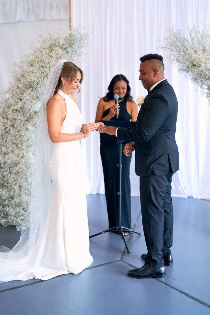 Boston wedding ceremony at Hyatt Regency Cambridge, by Boston wedding photographer